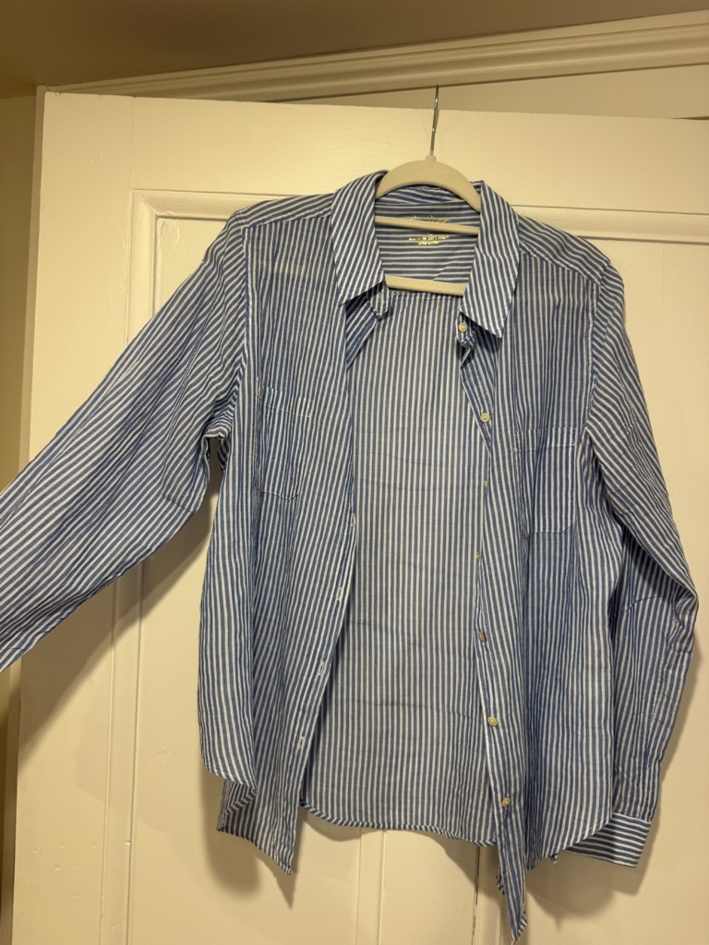 Lilly Pulitzer Blue and White Vertical Stripe Button-Down Shirt